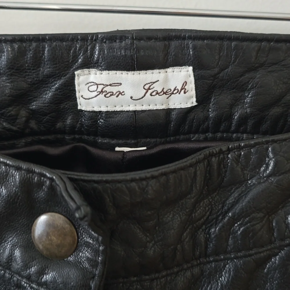 For Joseph Buttery Soft Black Leather Slim Tapered Biker Pants Womens 27